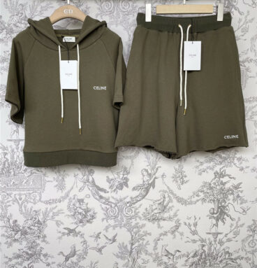celine casual hooded shorts set