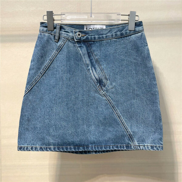 loewe back pocket embroidered denim skirt