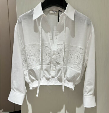 celine three-dimensional hollow embroidery shirt