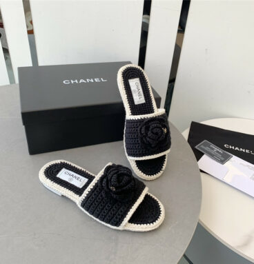 Chanel crochet honey slippers