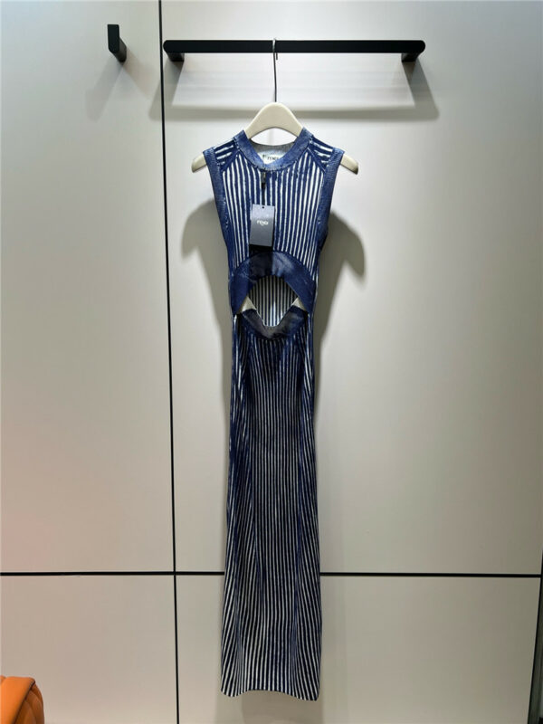 fendi sleeveless open-waist tie-dye gradient knitted dress