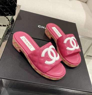 Chanel new wooden heel slippers