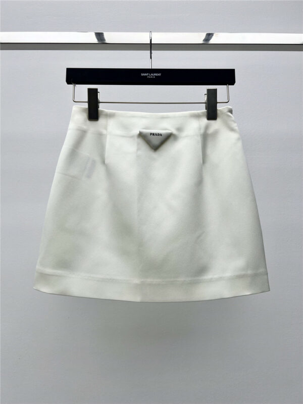 prada triangle logo satin skirt