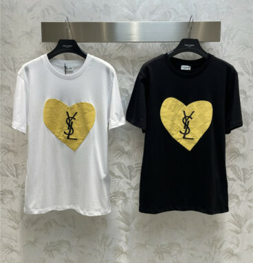 YSL Love Letter Print Logo Round Neck T-Shirt