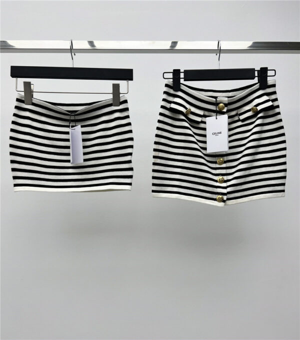 celine striped tube top + striped skirt