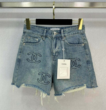 Chanel embroidered denim shorts