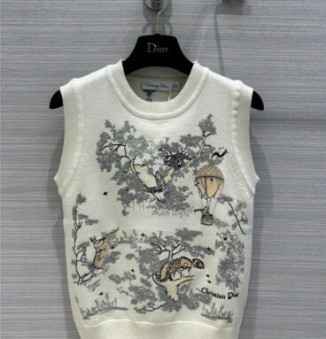 dior embroidery knitted vest