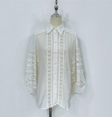 zimm ramie paneled embroidered top
