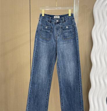 miumiu back pocket small logo jeans
