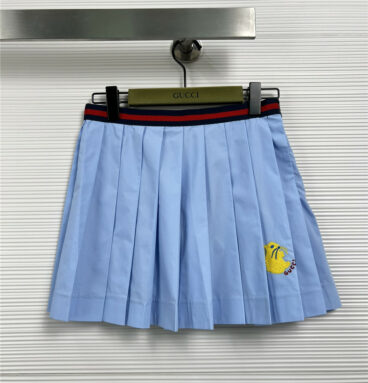 gucci cartoon embroidery waist ribbon pleated skirt