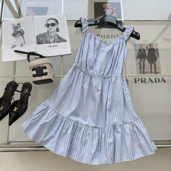 celine new blue and white striped dress