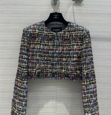 Chanel colorful yarn woven soft tweed short coat