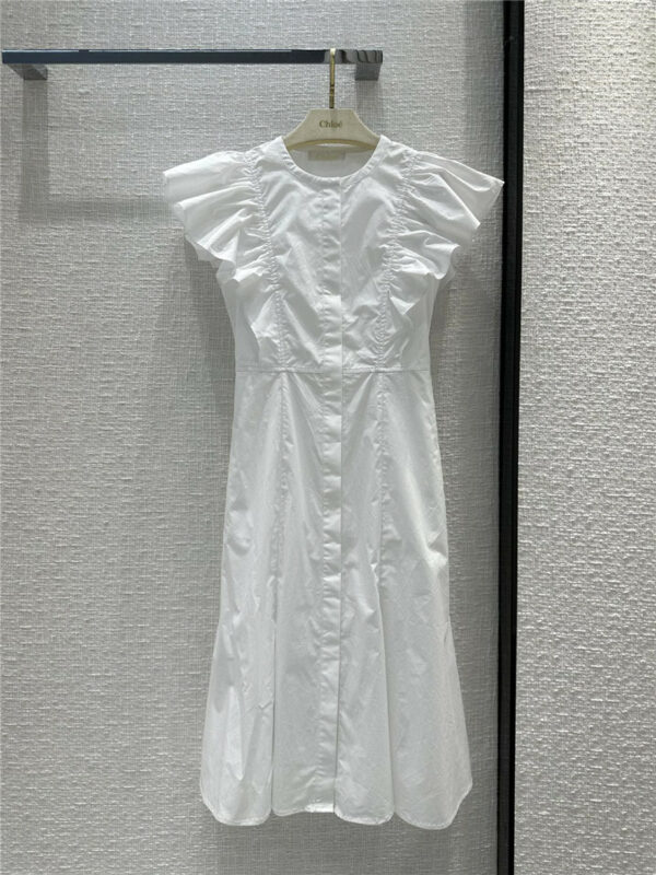 chloe elegant cotton poplin round neck dress
