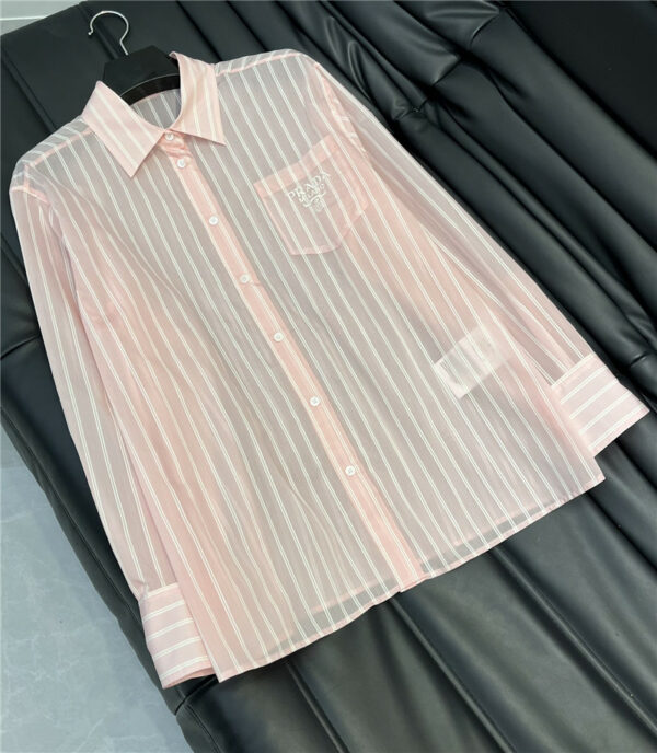 prada striped see-through shirt