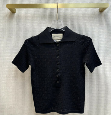gucci lapel knitted short sleeve