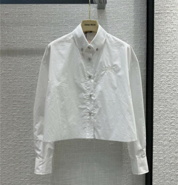 miumiu embroidered logo diamond button shirt