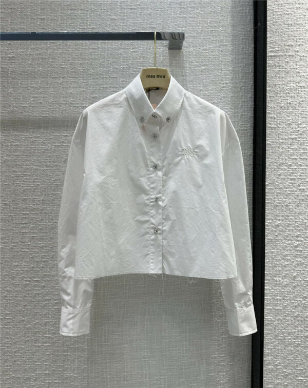 miumiu embroidered logo diamond button shirt