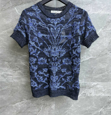 dior flower embroidery short sleeves