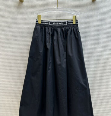 miumiu letter print high waist pleated design cotton skirt