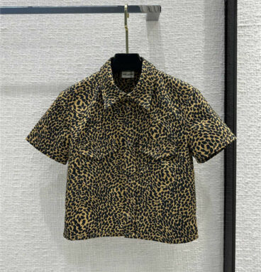 YSL Leopard Print Short -sleeved Shirt