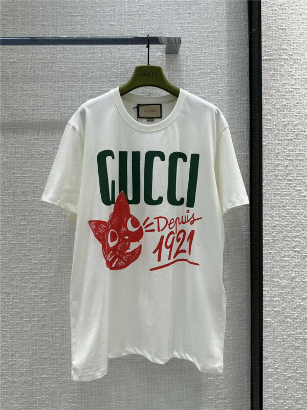 GUCCI 1921 Cat Printed T -shirt