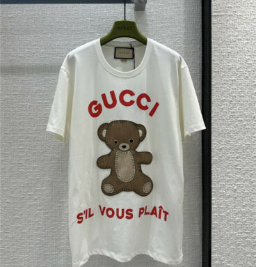 Gucci wool -weaving embroidered bear big T -shirt