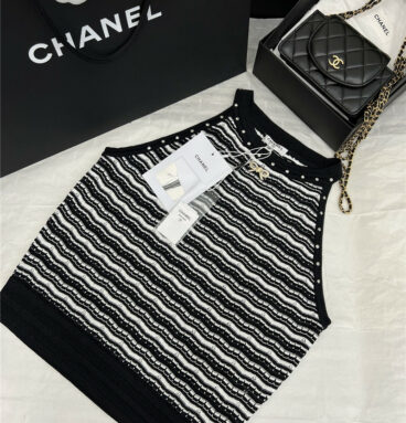 Chanel striped neck vest