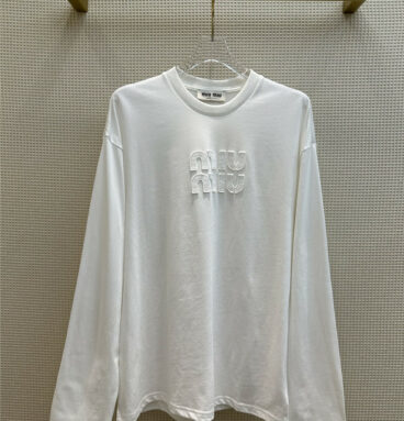 miumiu embroidered cotton-jersey long-sleeved T-shirt