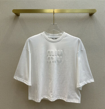 miumiu embroidered cotton-jersey short-sleeved T-shirt