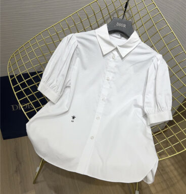 Dior bee embroidered short -sleeved shirt