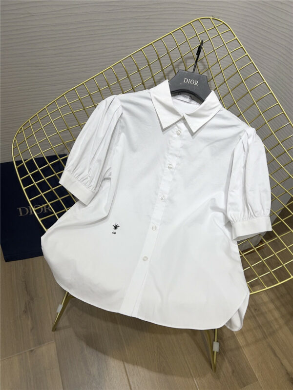 Dior bee embroidered short -sleeved shirt