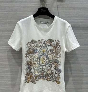 Dior new series printed cotton linen T-shirt