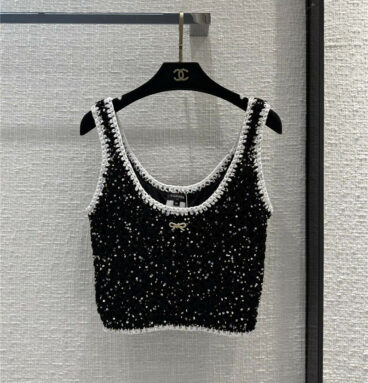 Chanel black and white sequined knitted camisole