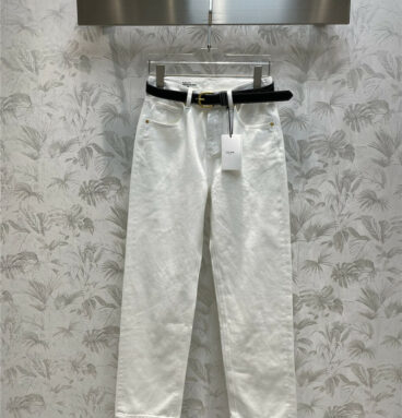 celine new white denim straight pants