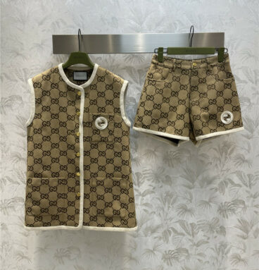 gucci jacquard vest + high waist jacquard shorts