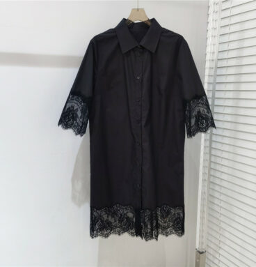valentino jacquard lace paneled shirt dress
