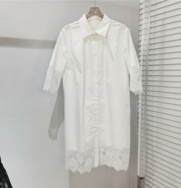 valentino jacquard lace paneled shirt dress