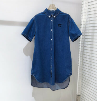 miumiu handsome tooling style denim shirt dress