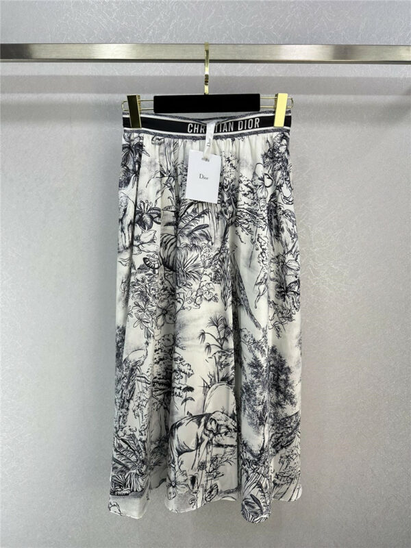 dior all over print jungle tiger pattern pleated long skirt