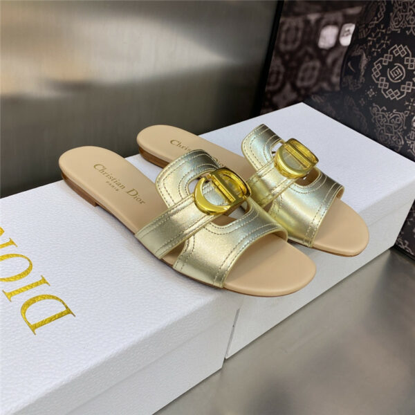 Dior CD letter metal logo flat hollow sandals