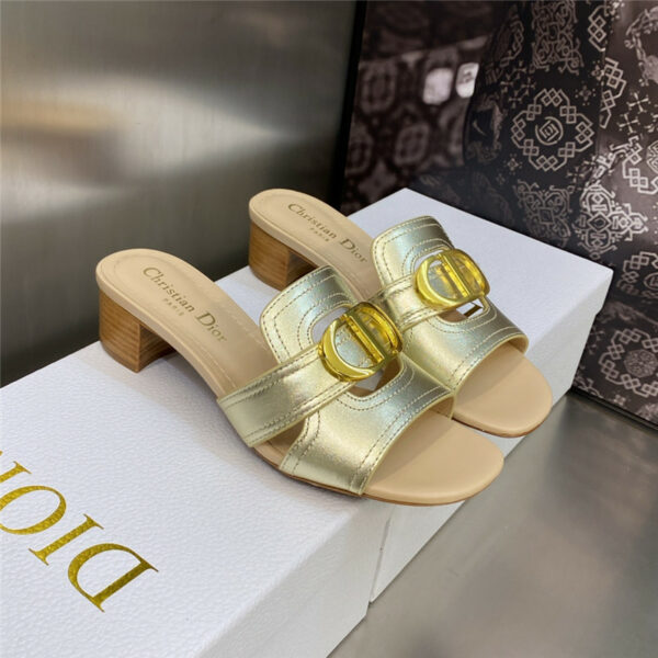 Dior CD letter metal logo flat hollow sandals
