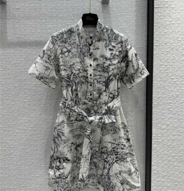 dior jouy animal print short-sleeved dress