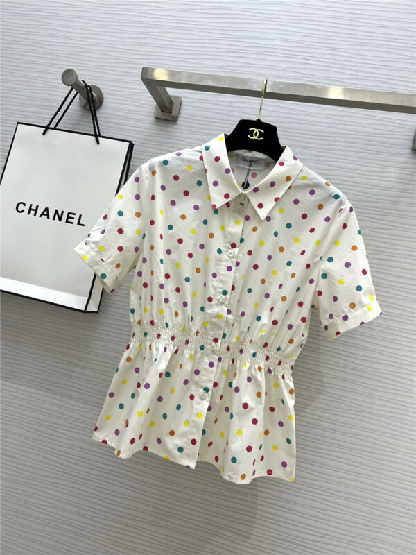 Chanel color polka dot waist shirt