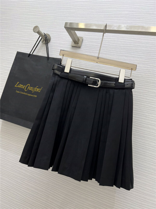 YSL belted pleated skirt