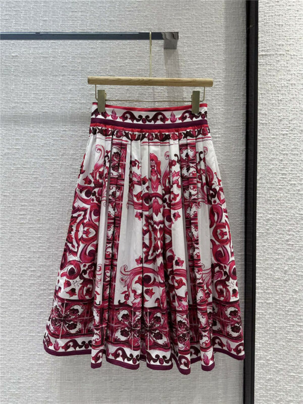 Dolce & Gabbana d&g sparkling pink terracotta print maxi skirt