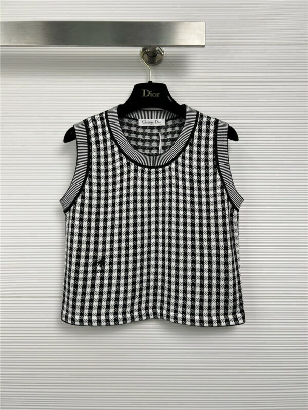 dior houndstooth silk and cashmere tank top