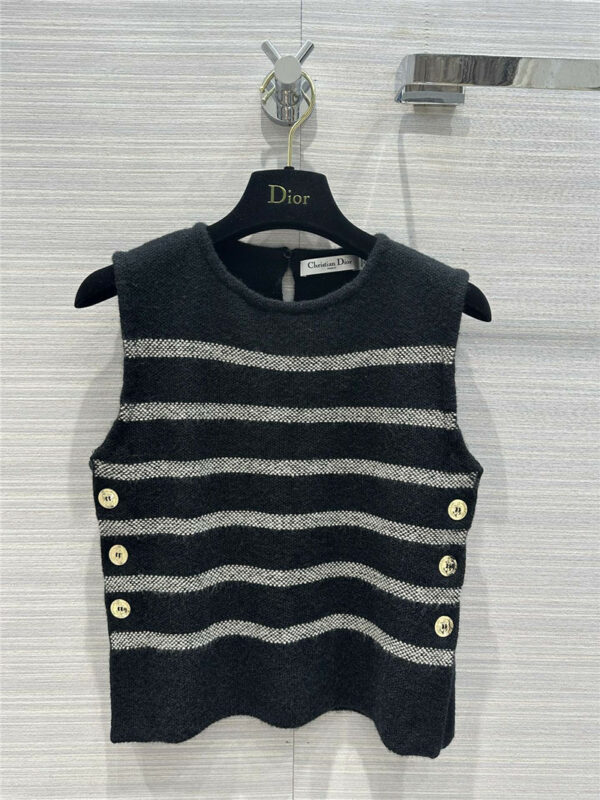dior black gray striped wool vest