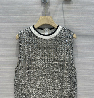 brunello cucinelli sequined knitted vest
