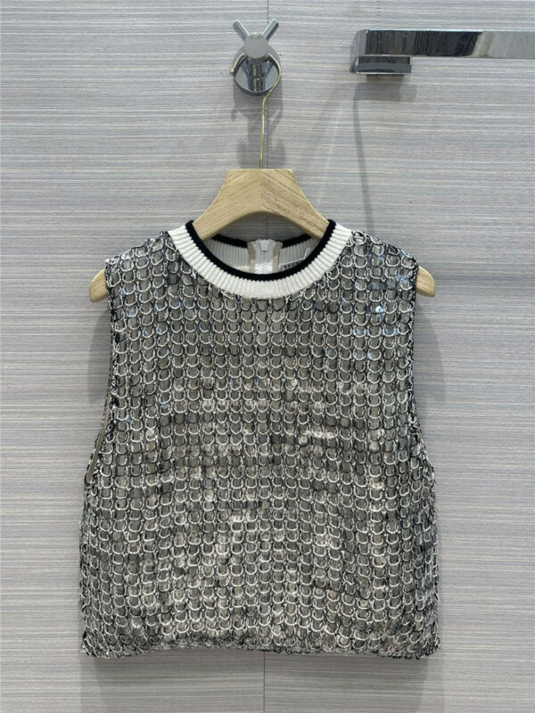 brunello cucinelli sequined knitted vest