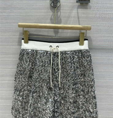 brunello cucinelli sequined knitted shorts